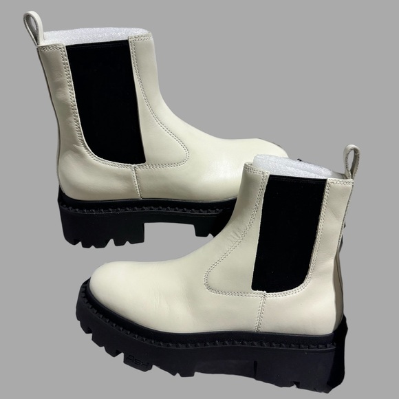 NWT ASH Cream & Black 100% Leather Platform Ankle Boots – Size 5.5 - Picture 3 of 5